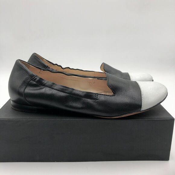 AGL Vero Cuoio Ballet Flats Women's size 7.5 Black White Leather Cap Toe - Picture 10 of 16